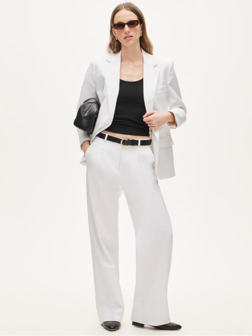 J.Crew Essential Wide-Leg Pant Gramercy Linen Blend White High Rise CU506 Size 4